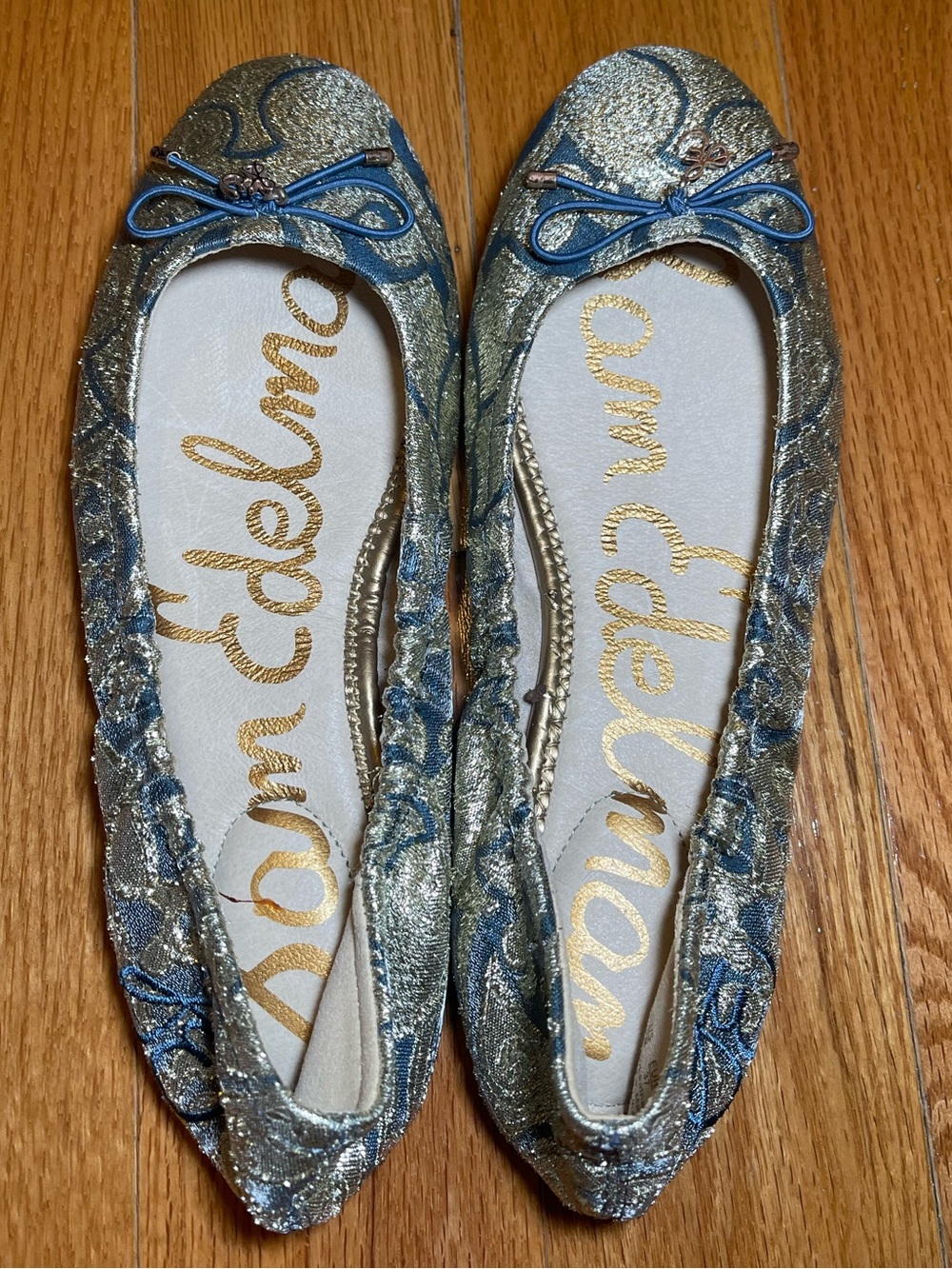 Metallic Gold & blue Ballet Flats - Women